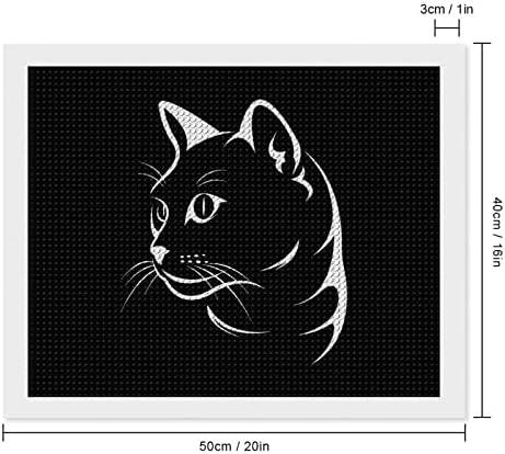 חתול פנים על שחור יהלומי ציור ערכות 5 ד תרגיל מלא ריינסטון אמנויות קיר תפאורה למבוגרים 16 איקס 20