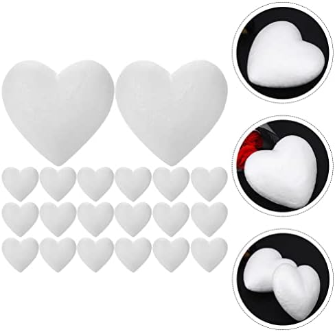 Exceart 20 חבילה כדורי קצף לבנים בצורת לב, לבבות קצף מלאכה לב לקצף לב לקצף לקצף מלאכת DIY פרח קישוטי חתונה