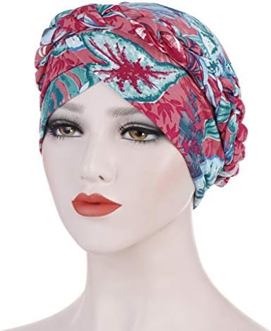 הכימותרפיה כובע נשים של טוויסט קשר בימס מוסלמי אלסטי פרחוני סרטן בארה ' ב מוצק צבע אתני לעטוף טורבן כפת כובע