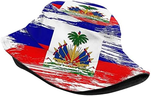כובע דלי הדגל של האיטי חמוד כובעי הגנת שמש רחבים שוליים כובעי דייגים חיצוניים ככובעי דייג חיצוניים לגברים ונשים