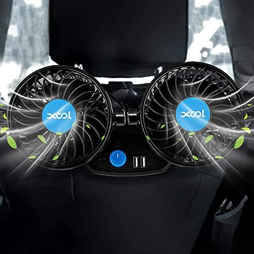 מאוורר מכוניות Xool, מאווררי מכוניות חשמליות לנוסע אחורי לנוסע נייד מאוורר מושב מכונית משענת ראש 360 מעלות מאוורר