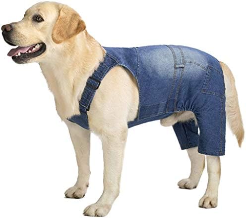 Miaododo בינוני ג'ינס גדול ג'ינס סרבל בסך הכל לכלבים, תלבושות בגדי ג'ינס לכלבים לתחפושות של מכנסי כלבים שטופים של כל המטרה,