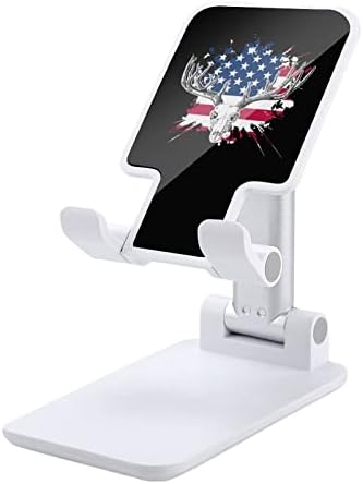 ציד צבאים ארהב דגל אמריקאי דגל טלפון סלולרי מתקפל עמדת עריסה מתכווננת מחזיק טלפון מעגן שולחן עבודה מתאים לכל 4-13 סמארטפונים