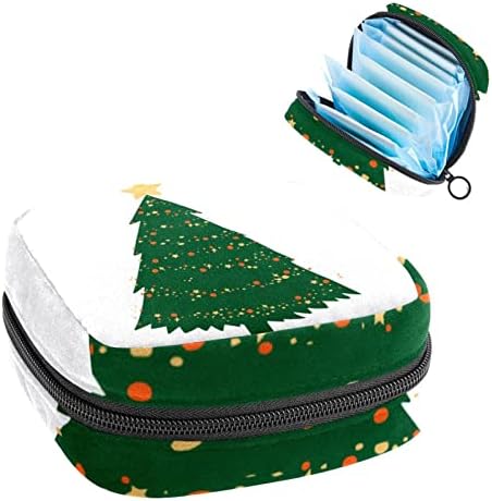 מפית סניטרית אחסון תיק, נייד לשימוש חוזר וסת כרית רוכסן שקיות, טמפון אחסון פאוץ עבור נשים בנות, חג המולד עץ